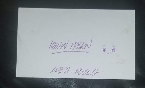 "DONDI" CARTOONIST IRWIN HASEN HAND SIGNED CARD WITH DOODLE D.2015