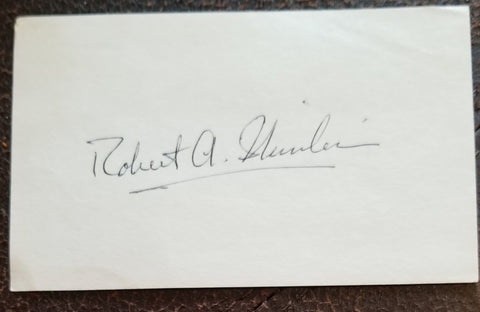 "DEAN OF SCIENCE FICTION WRITERS" AUTHOR ROBERT A. HEINLEIN HAND SIGNED CARD D.1988