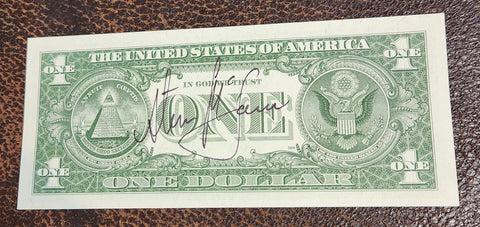 RARE ACTOR STEVE MCQUEEN HAND SIGNED 1957 ONE DOLLAR BILL D.1980