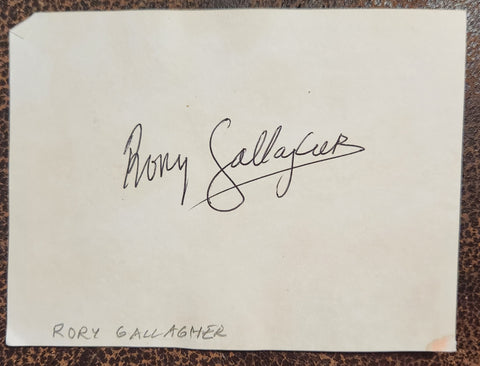 IRISH BLUES GREAT RORY GALLAGHER HAND SIGNED CARD D.1995