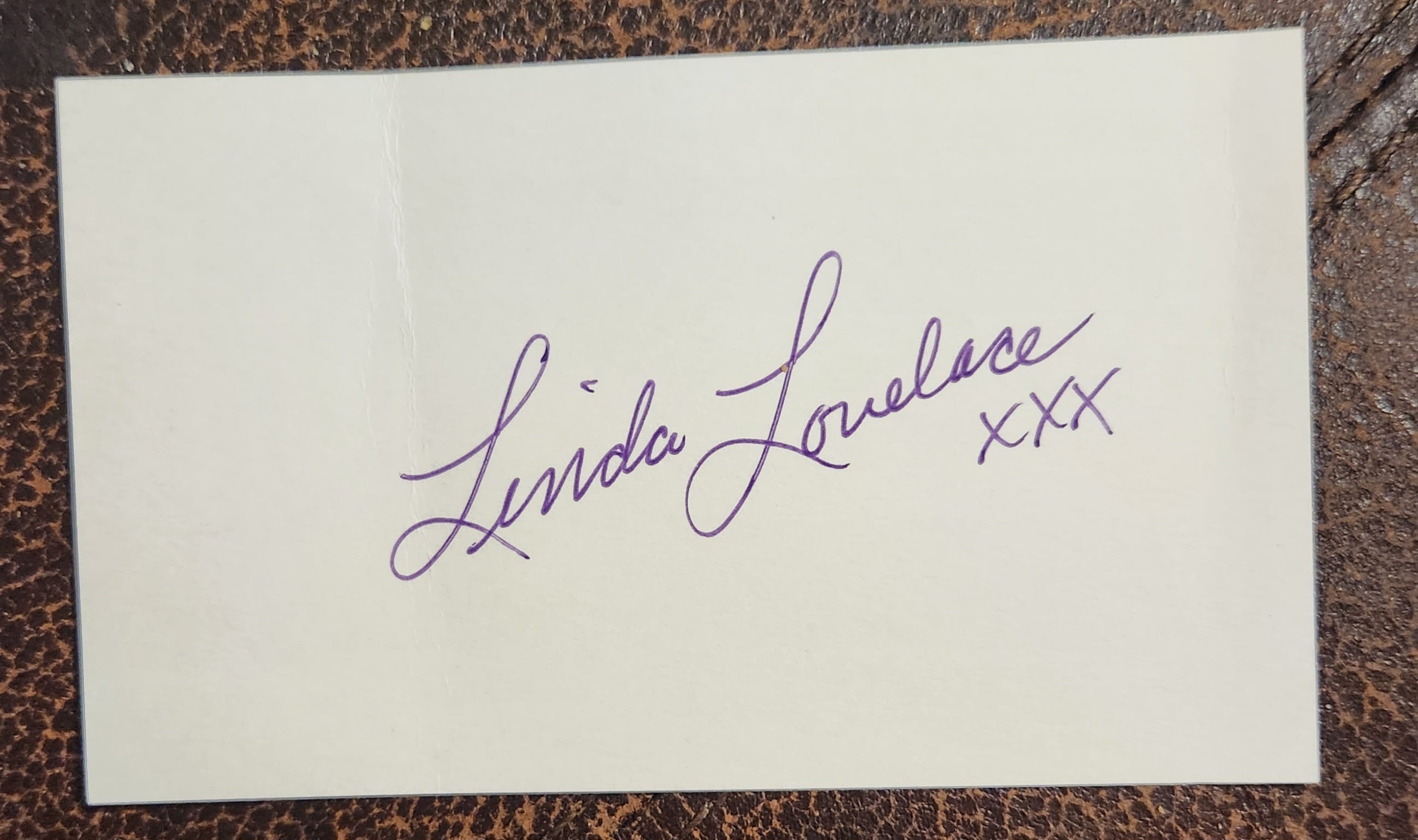 PORN LEGEND LINDA LOVELACE HAND SIGNED CARD D.2002