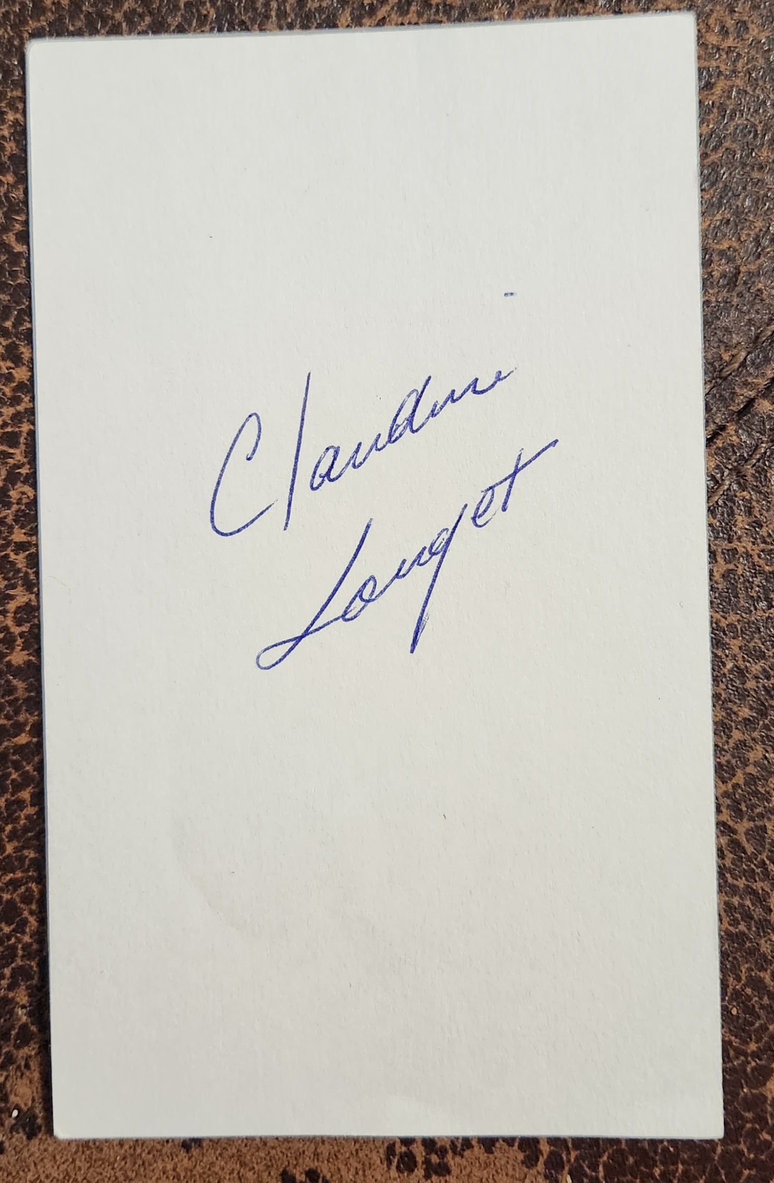 FRANCO-AMERICAN ACTRESS SINGER CLAUDINE LONGET HAND SIGNED CARD