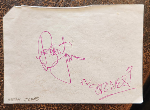 RARE ROLLING STONES FOUNDER BRIAN JONES HAND SIGNED PAGE D.1969