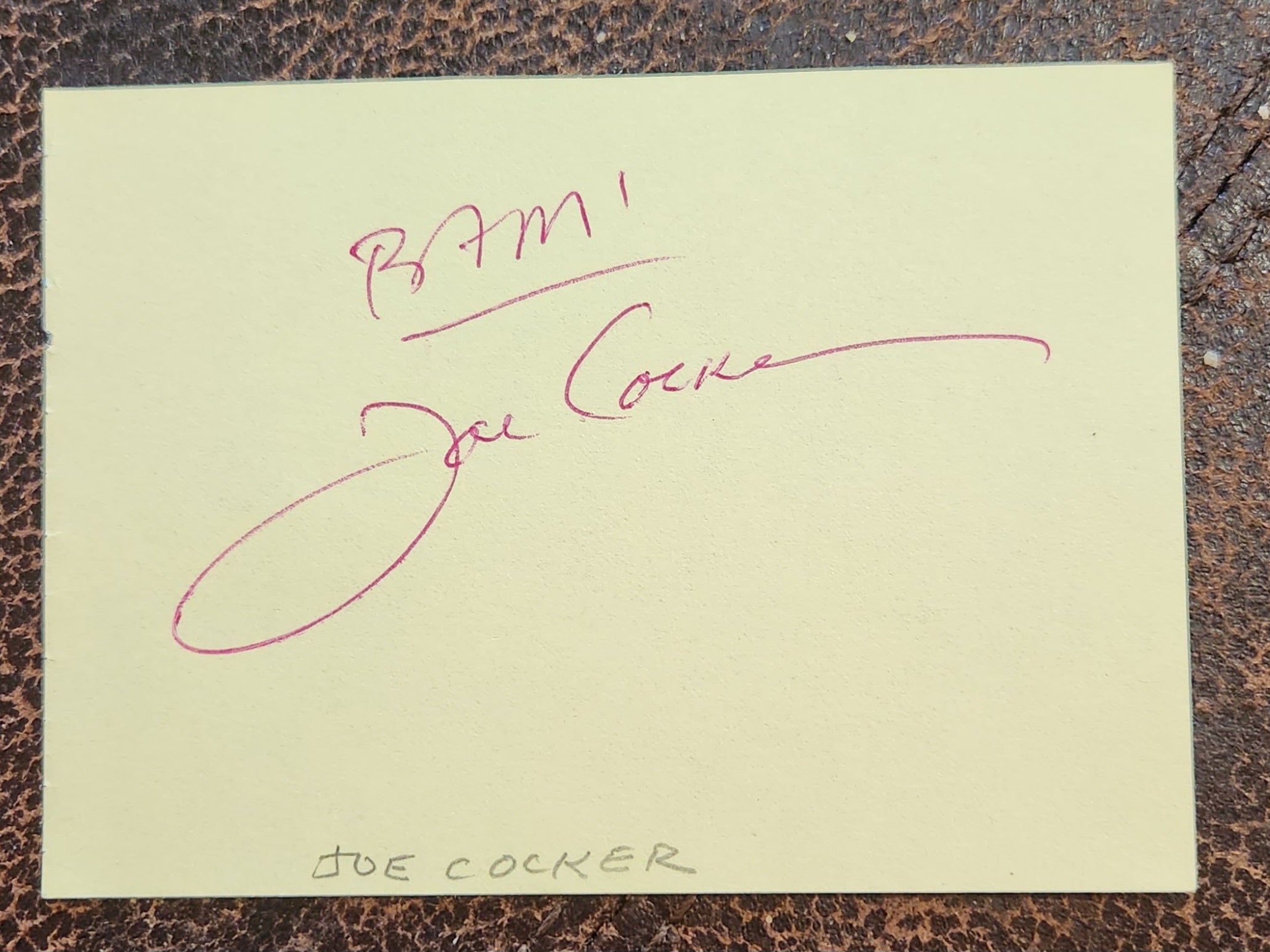 ROCK LEGEND JOE COCKER HAND SIGNED PAGE D.2014