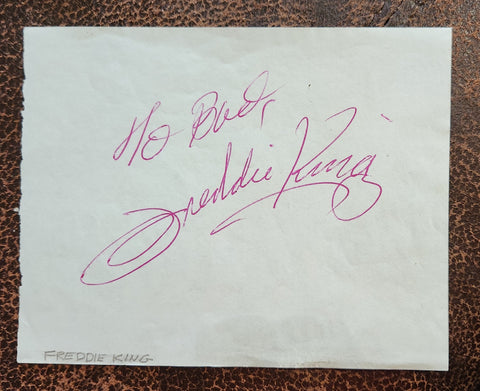 BLUES GREAT FREDDIE KING HAND SIGNED PAGE D.1976