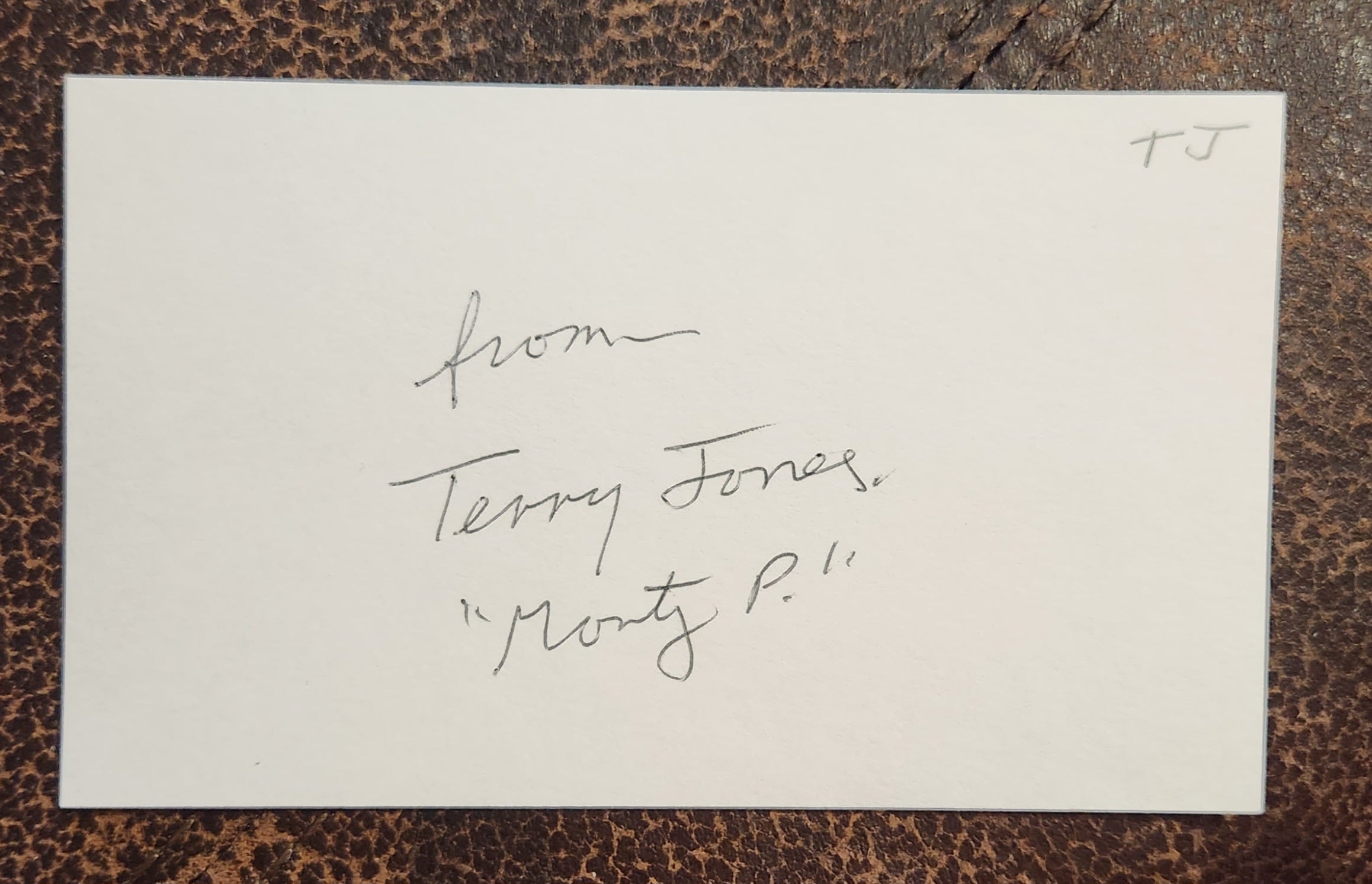 MONTY PYTHON MEMBER TERRY JONES HAND SIGNED CARD D.2020