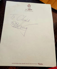 BLUES LEGEND B.B. KING HAND SIGNED HOTEL STATIONARY D.2015