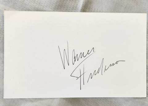 LONG TIME CHARACTER ACTOR WARNER ANDERSON HAND SIGNED CARD D.1976