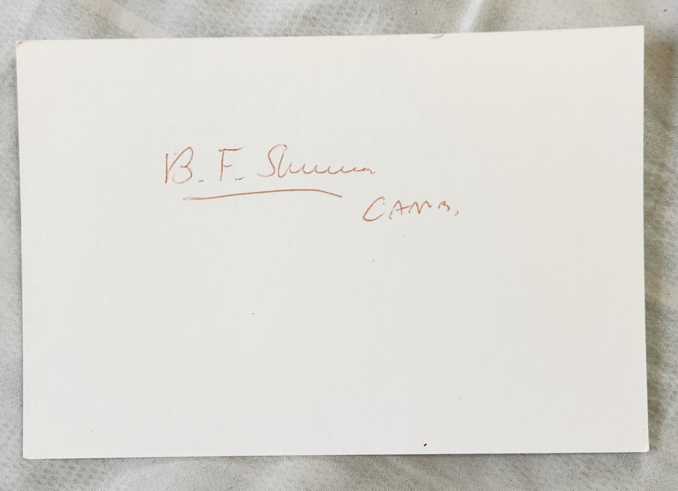 AUTHOR PSYCHOLOGIST B. F. SKINNER HAND SIGNED CARD D.1990