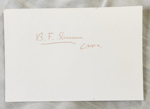 AUTHOR PSYCHOLOGIST B. F. SKINNER HAND SIGNED CARD D.1990