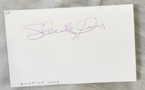 "THE END OF THE WORLD" SINGER SKEETER DAVIS HAND SIGNED CARD D.2004