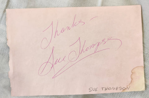 SAD MOVIES SINGER SUE THOMPSON HAND SIGNED PAGE D.2021