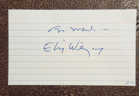 NOBEL PRIZE WINNER ELIE WIESEL HAND SIGNED CARD D.2016