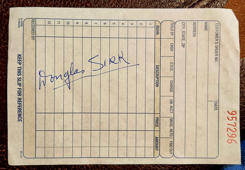 MELODRAMA DIRECTOR DOUGLAS SIRK HAND SIGNED RECEIPT D.1987