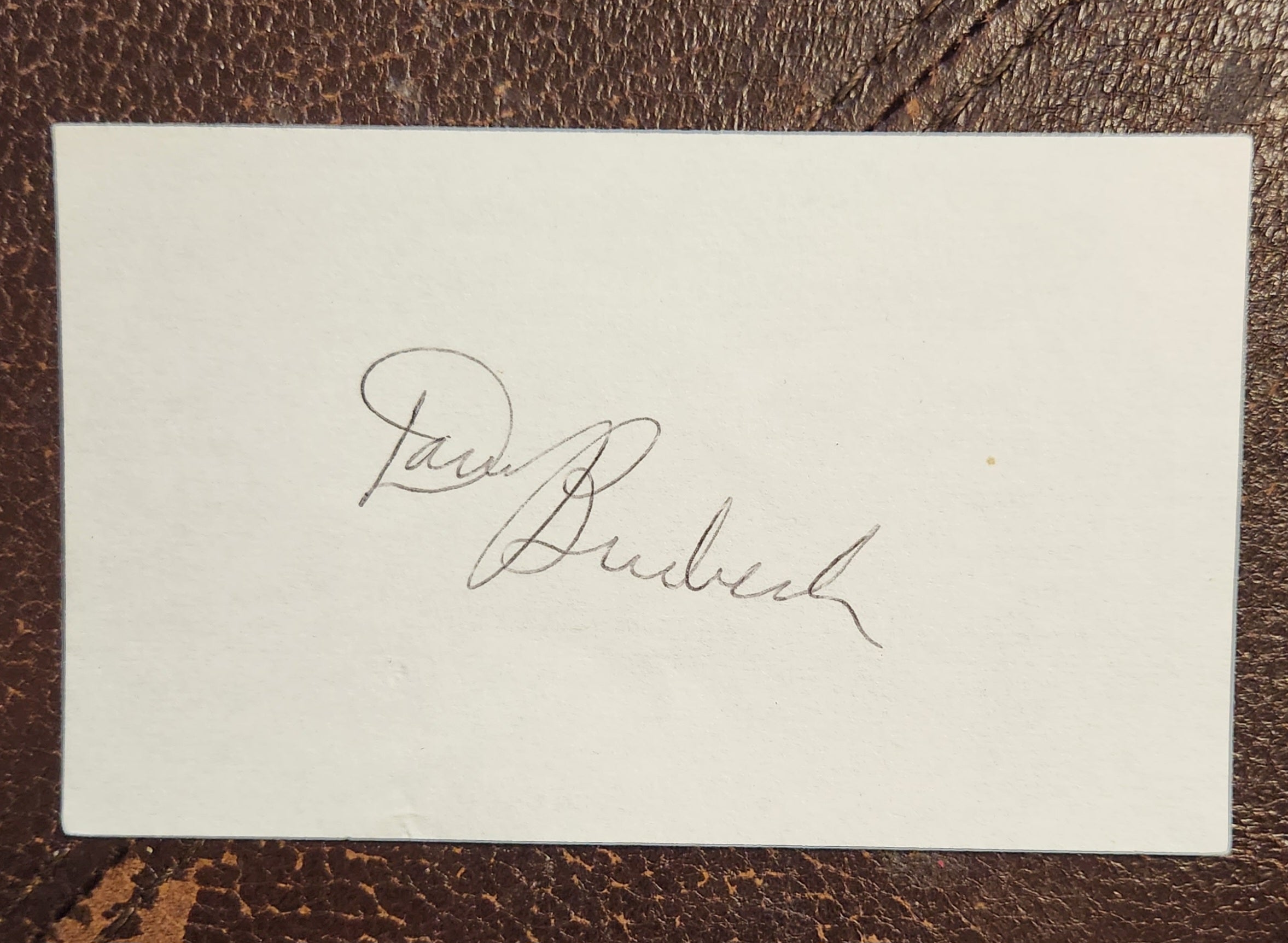 JAZZ GREAT DAVE BRUBECK HAND SIGNED CARD D.2012