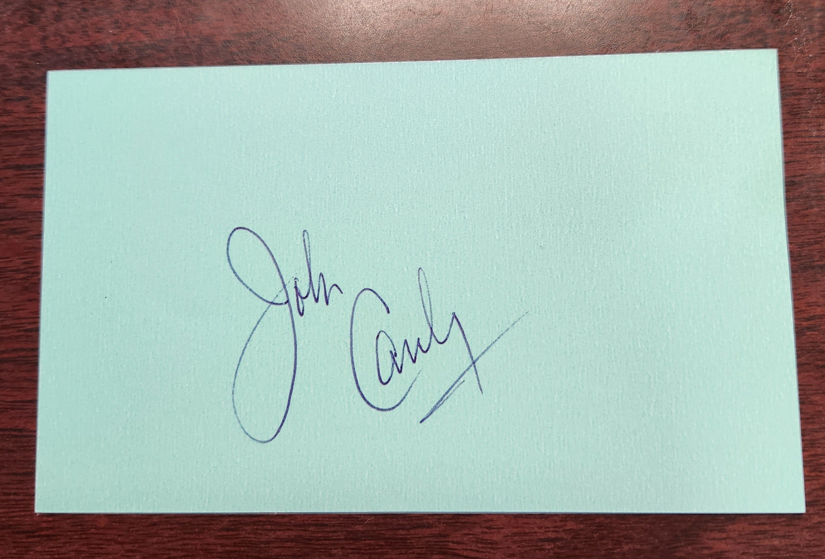 COMEDY LEGEND JOHN CANDY HAND SIGNED CARD D.1994