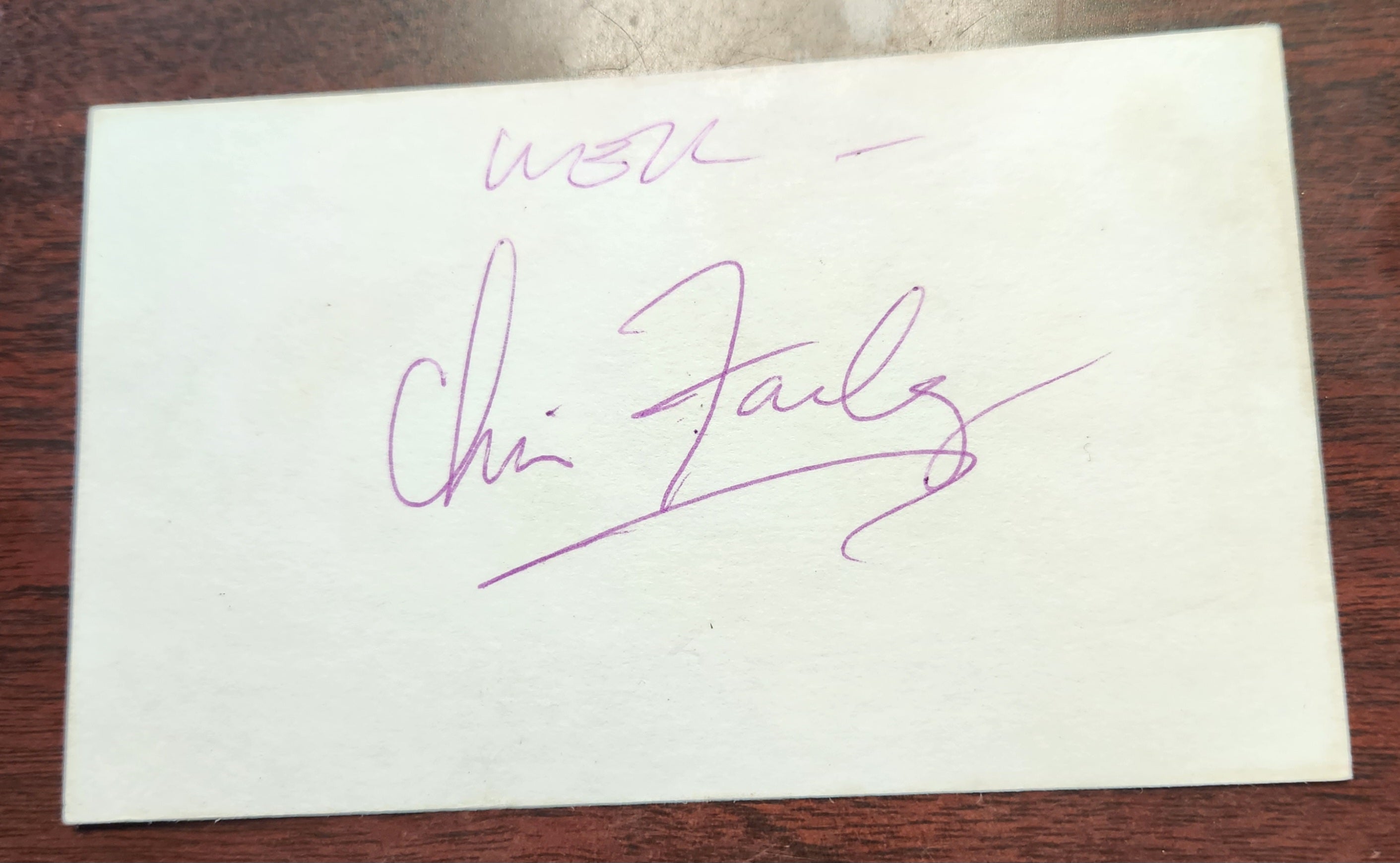 SNL LEGEND CHRIS FARLEY HAND SIGNED CARD D.1997