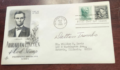 HOLLYWOOD SCREENWRITER DALTON TRUMBO HAND SIGNED FDC FIRST DAY COVER D.1976 BLACKLISTED