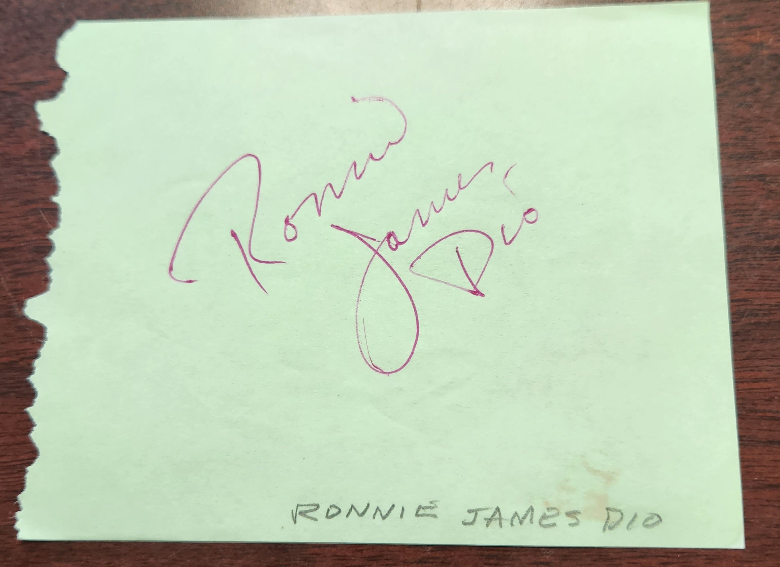 HEAVY METAL GREAT RONNIE JAMES DIO HAND SIGNED PAGE D.2010