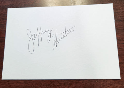 ACTOR JEFFREY HUNTER HAND SIGNED CARD D.1969 THE SEARCHERS