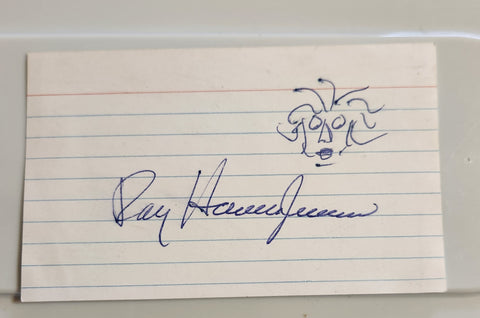 STOP ANIMATION LEGEND RAY HARRYHAUSEN HAND SIGNED CARD D.2013