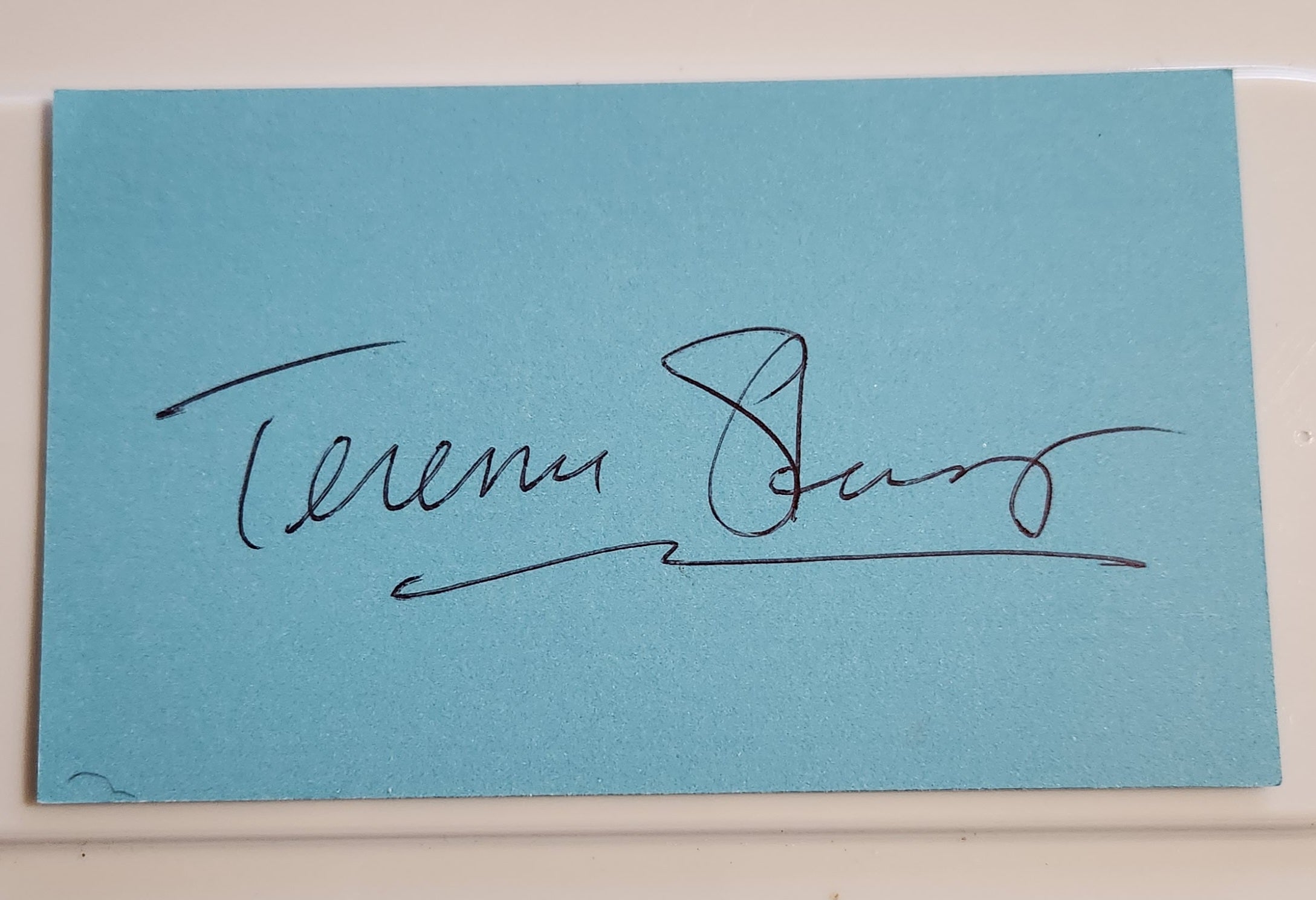 SUPERMAN ACTOR TERENCE STAMP HAND SIGNED CARD