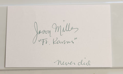 PLAYWRIGHT AND EXORCIST ACTOR JASON MILLER HAND SIGNED CARD D.2001