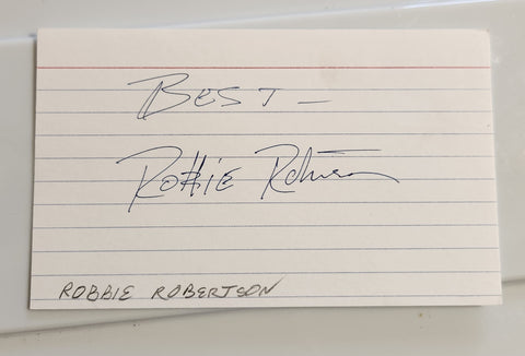 THE BAND LEADER ROBBIE ROBERTSON HAND SIGNED CARD RIP