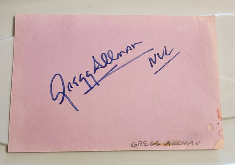 ROCK GREAT GREG ALLMAN HAND SIGNED CARD D.2017