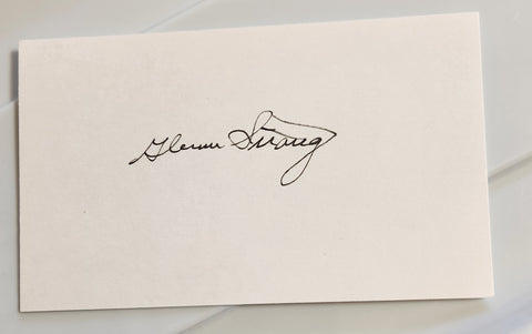 RARE FRANKENSTEIN AND WESTERNS ACTOR GLENN STRANGE HAND SIGNED CARD D.1973