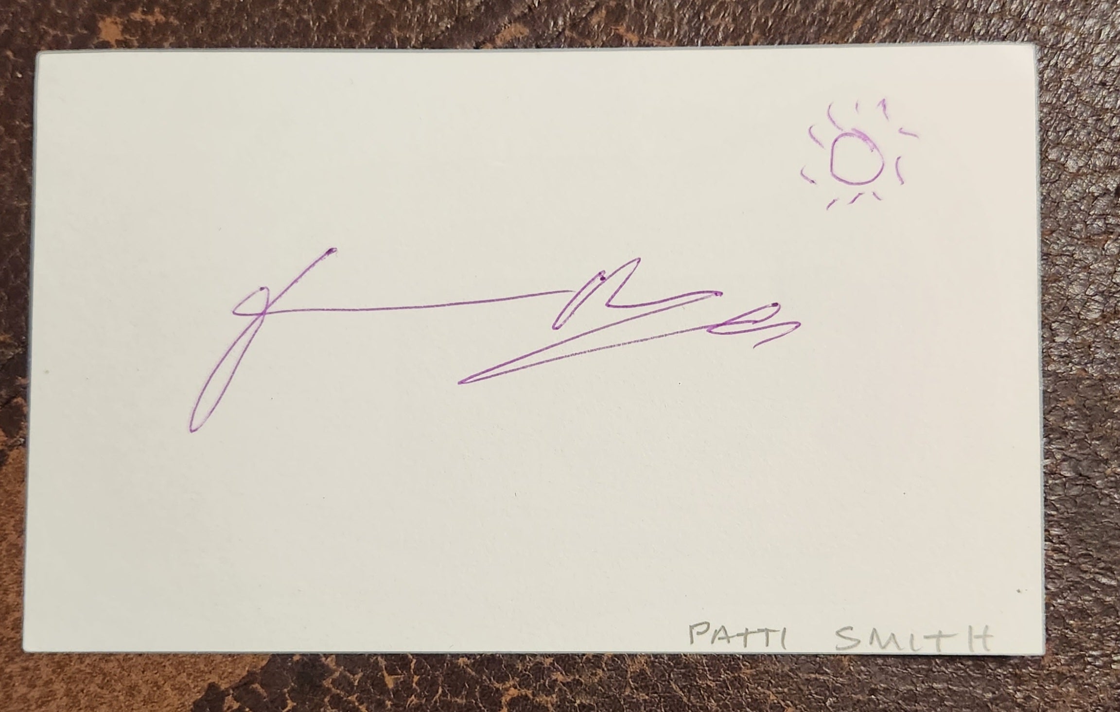 PUNK GODDESS PATTI SMITH HAND SIGNED CARD