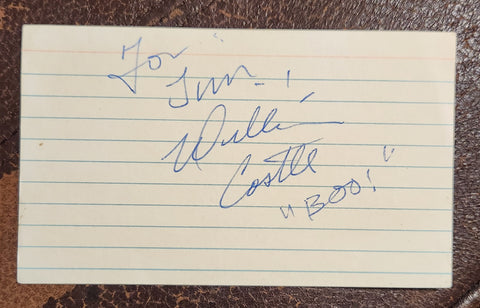 B-MOVIE SHOCK DIRECTOR WILLIAM CASTLE HAND SIGNED CARD D.1977