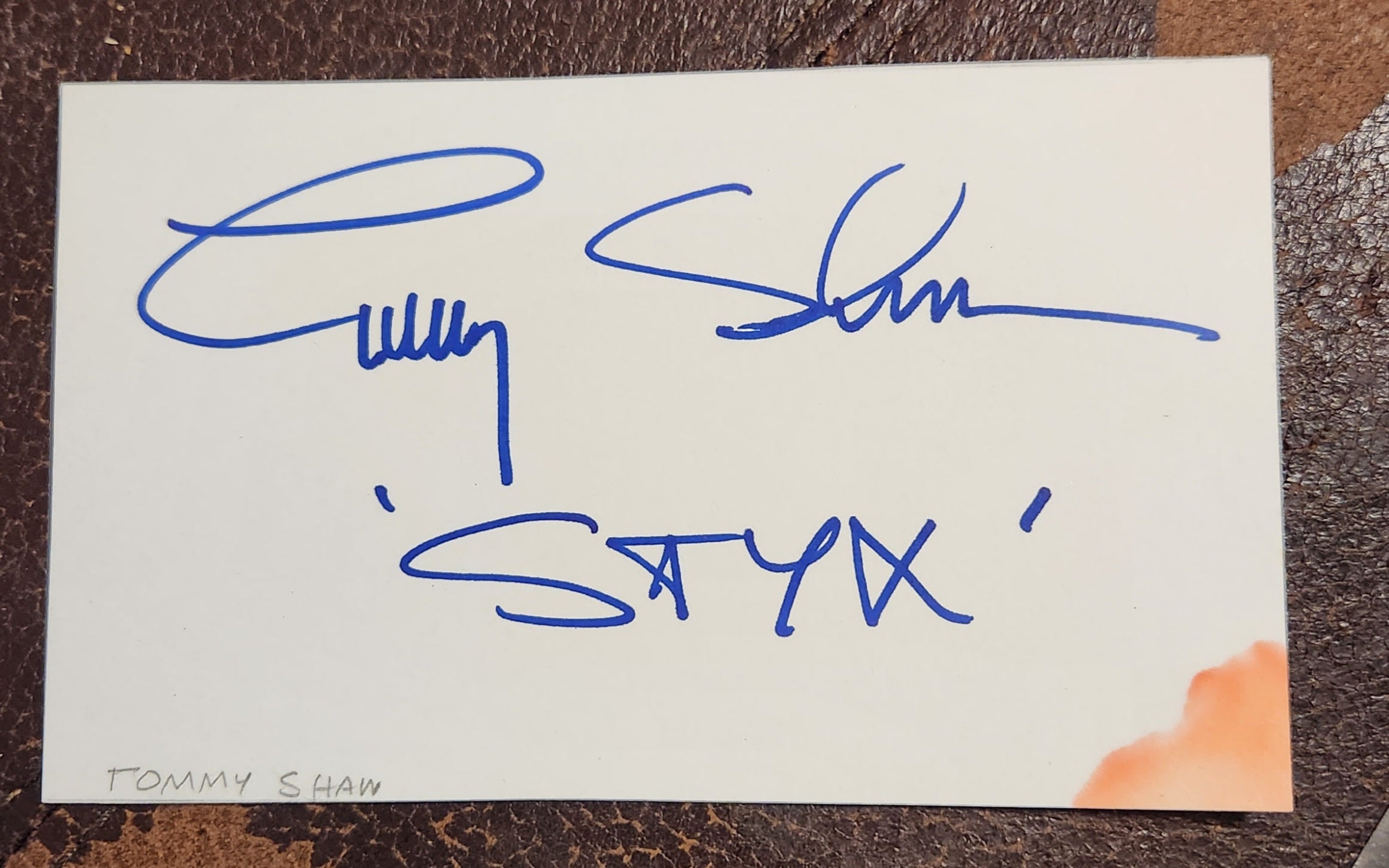 STYX CO-LEAD VOCALIST TOMMY SHAW HAND SIGNED CARD