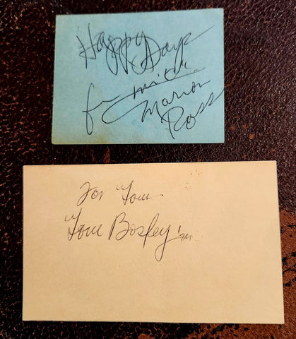 "HAPPY DAYS" MARION ROSS AND TOM BOSLEY (D.2010)HAND SIGNED CARDS