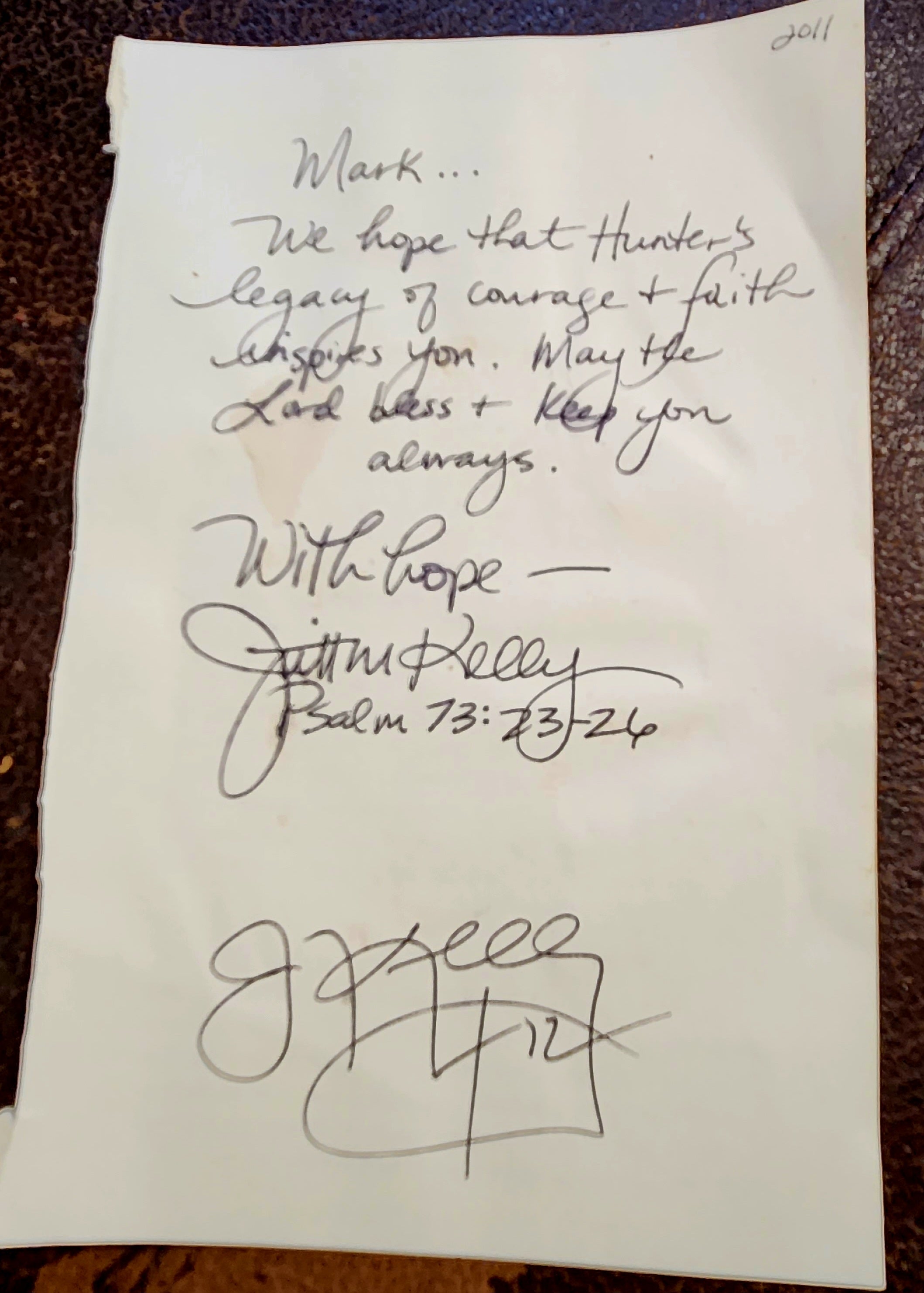 HOF QB AND WIFE PERSONAL NOTE GAND SIGNED BY BOTH UNIQUE ITEM