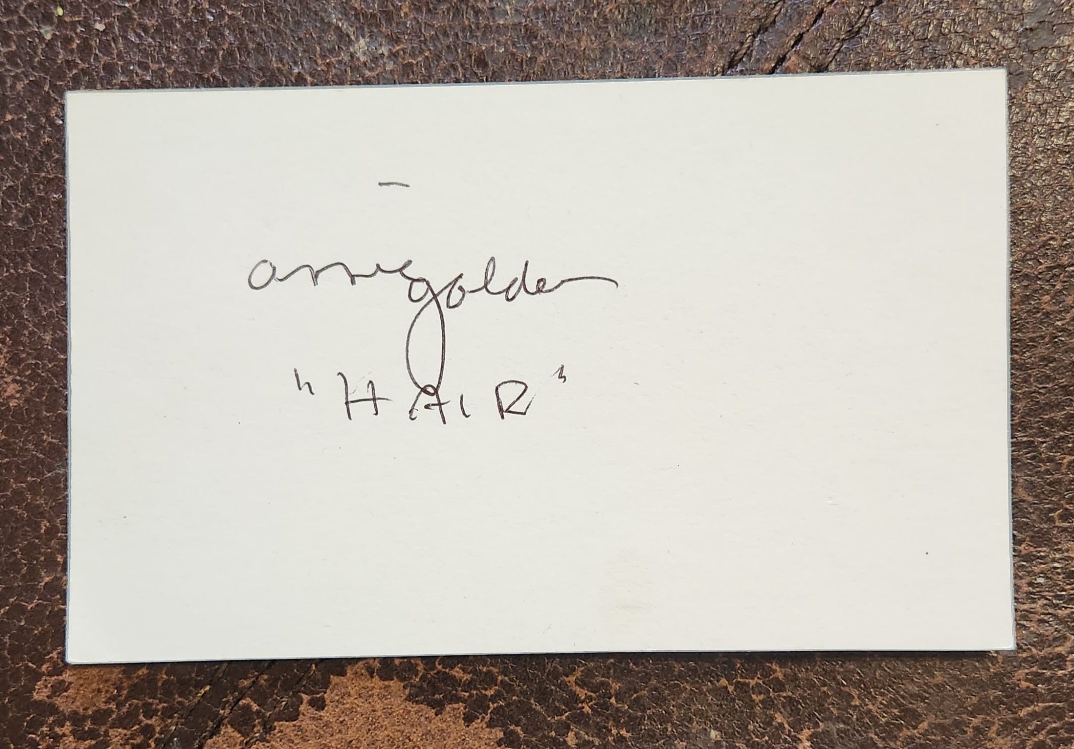 "HAIR" ACTRESS ANNIE GOLDEN HAND SIGNED CARD