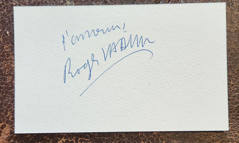 BARBARELLA DIRECTOR ROGER VADIM HAND SIGNED CARD D.2000