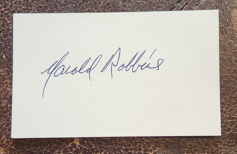 MASS MARKET AUTHOR HAROLD ROBBINS HAND SIGNED CARD D.1997