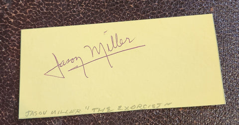 PLAYWRIGHT AND EXORCIST ACTOR JASON MILLER HAND SIGNED CARD D.2001