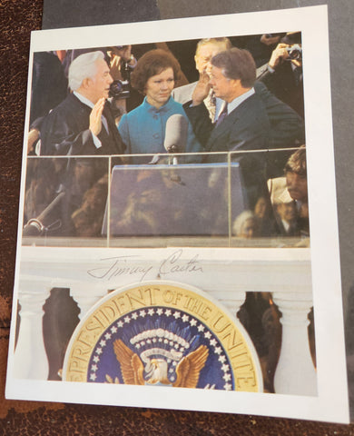 PRESIDENT JIMMY CARTER HAND SIGNED 7X9" INAUGURATION BOOK PHOTO