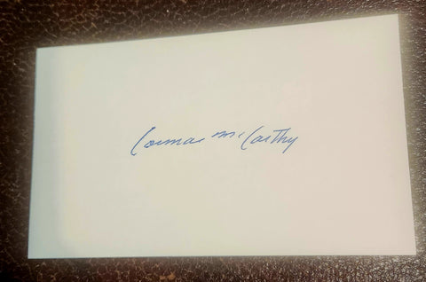 THE ROAD AUTHOR CORMAC MCCARTHY HAND SIGNED CARD RIP