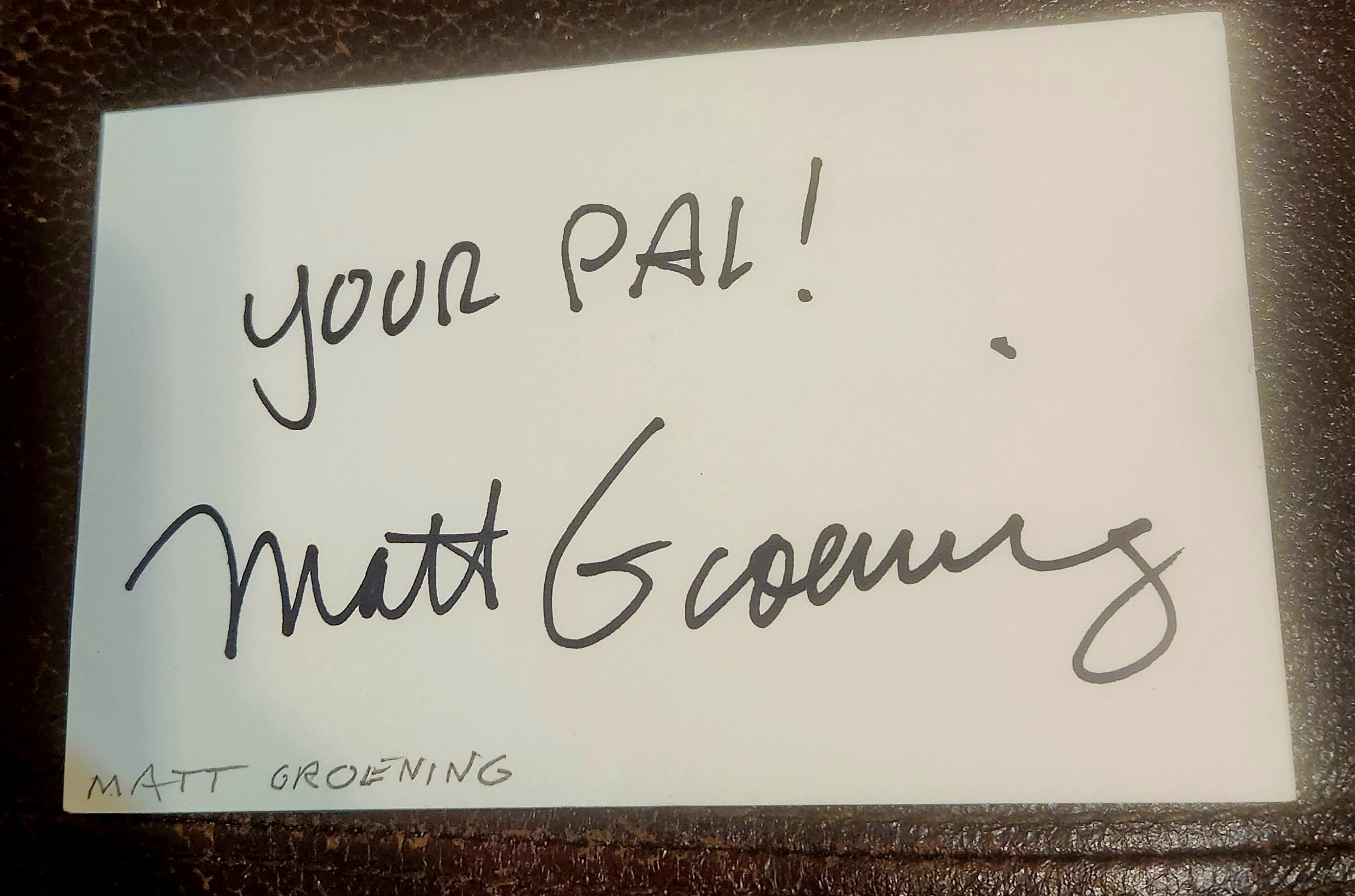 THE SIMPSONS CREATOR MATT GROENIG HAND SIGNED CARD