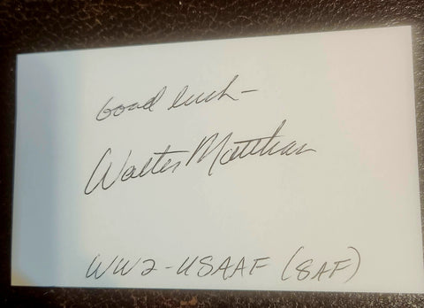 THE ODD COUPLE STAR WALTER MATTHAU HAND SIGNED CARD D.2000