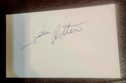 THREE'S COMPANY ACTOR JOHN RITTER HAND SIGNED CARD D.2003