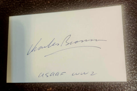 DEATH WISH STAR CHARLES BRONSON HAND SIGNED CARD D.2003