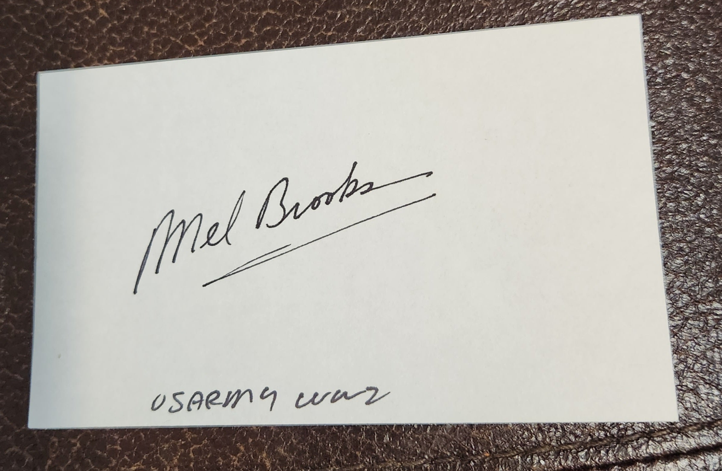 LEGENDARY FUNNY MAN MEL BROOKS HAND SIGNED CARD