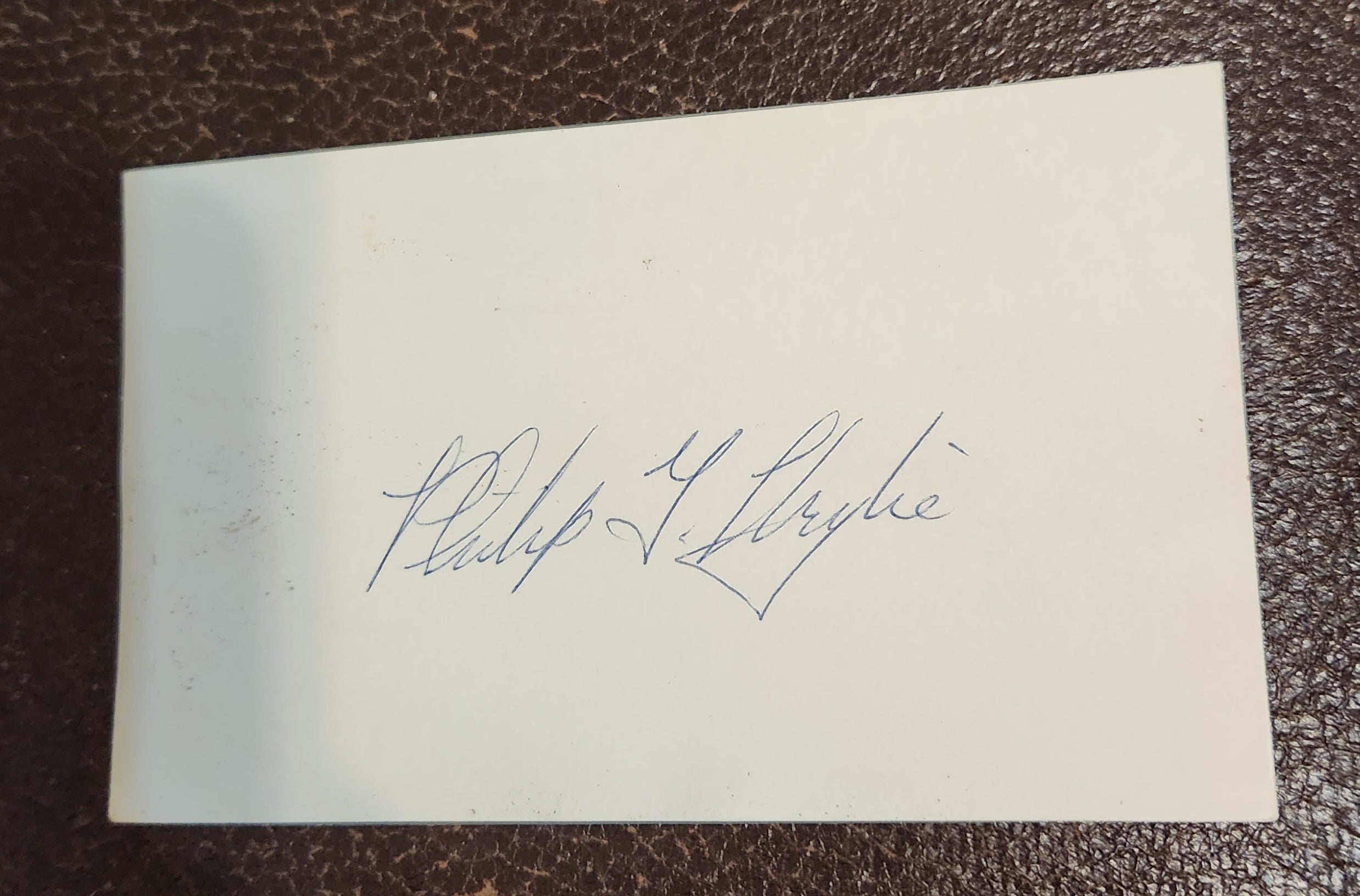 RARE SCIENCE FICTION PULP AUTHOR PHILIP WYLIE HAND SIGNED CARD D.1971