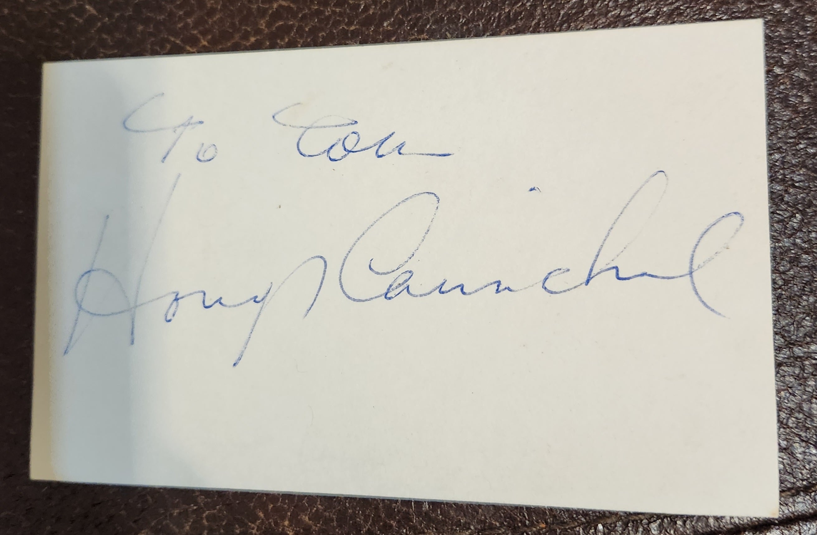 MUSICIAN AND ACTOR HOAGY CARMICHAEL HAND SIGNED CARD D.1981