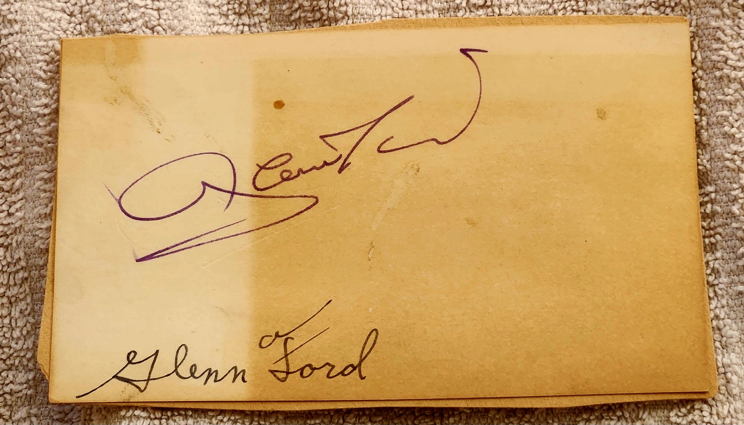 ACTOR GLENN FORD HAND SIGNED CARD D.2006