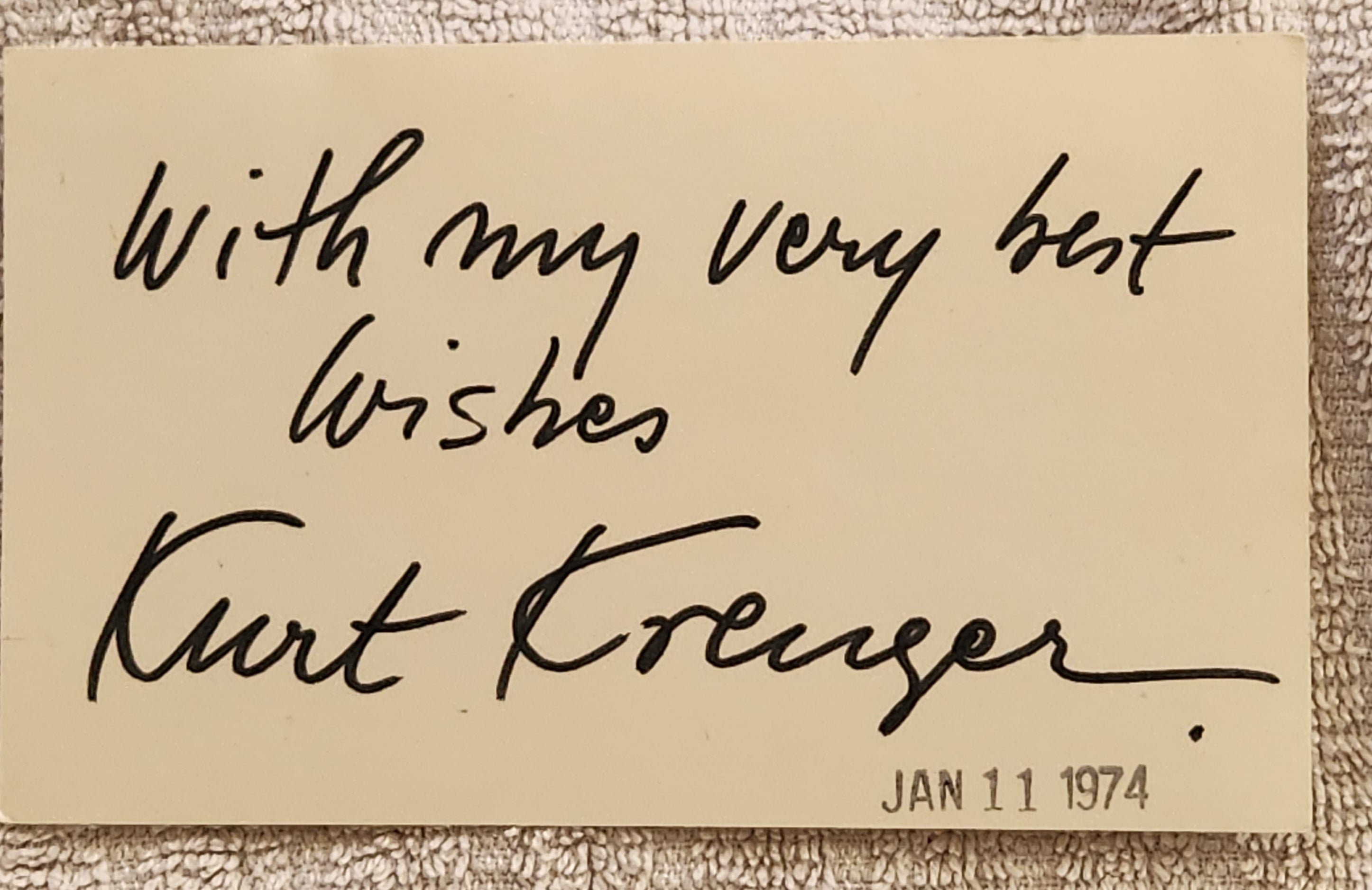 GERMAN ACTOR KURT KRUEGER HAND SIGNED CARD D.2006